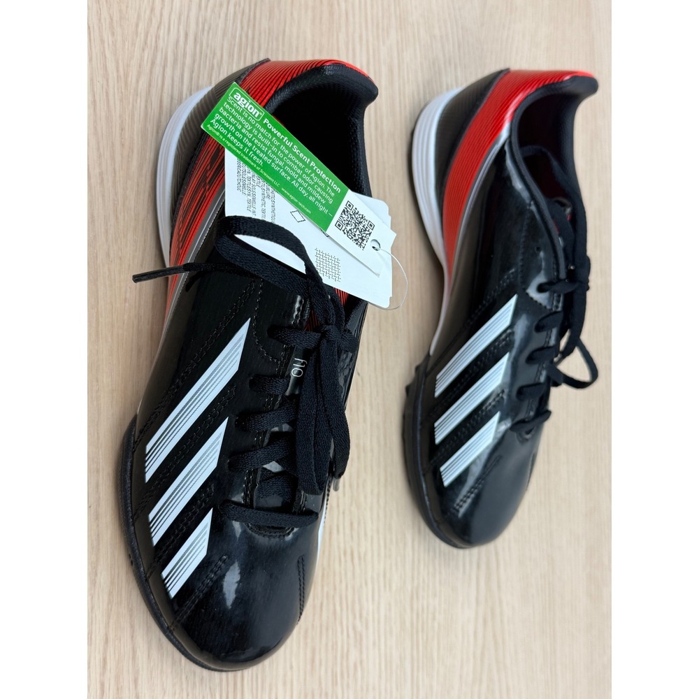 Adidas NWT F10 TRX TF J Soccer Shoes Black‎ White Red Youth Turf Trainers Size 5 - Picture 5 of 9